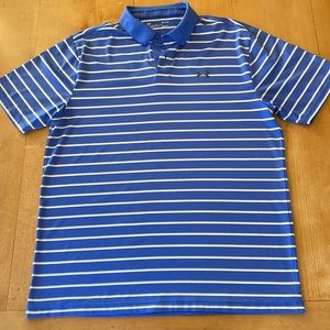 Under Armour size L loose fit HeatGear knit polo.  Periwinkle/lt. gray/white.
